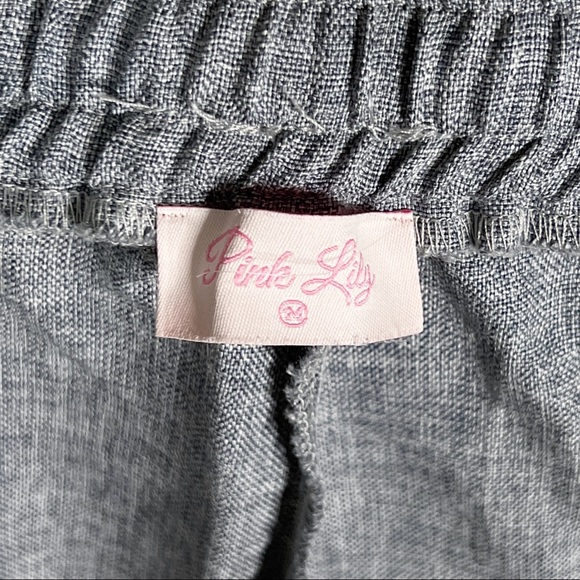 Pink Lily Chambray Fringed Drawstring Shorts With 2 Front Pockets Women’s Size M - Picture 7 of 9